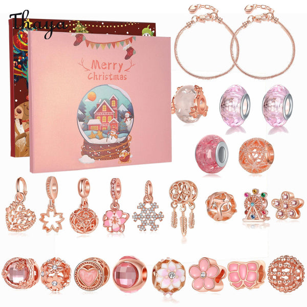 Coffret mystère de bracelets de perles en or rose à faire soi-même de Thaya pour Noël