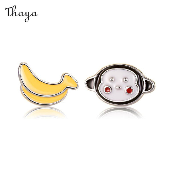 Thaya Cute Cartoon Monkey Banana Earrings