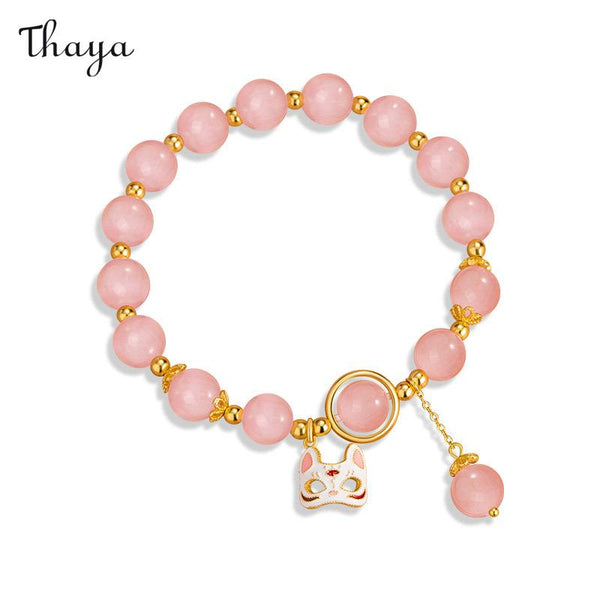 Thaya Little Fox Mask Pink Cat's Eye Stone Bracelet