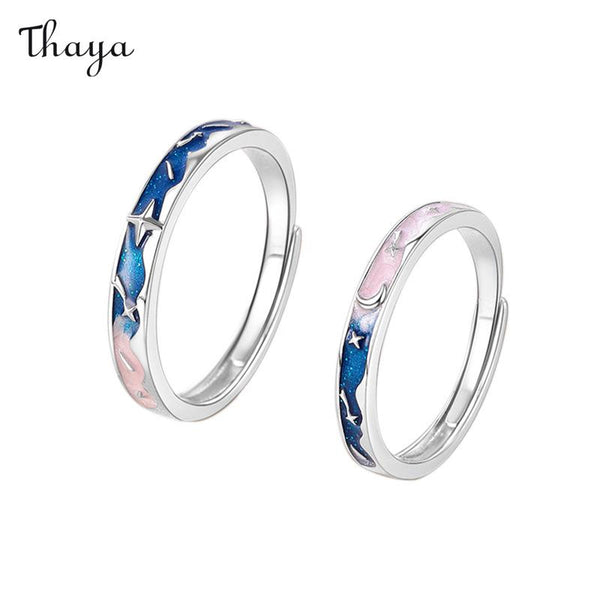 Thaya 999 Silver Meteor Shower Couple Rings