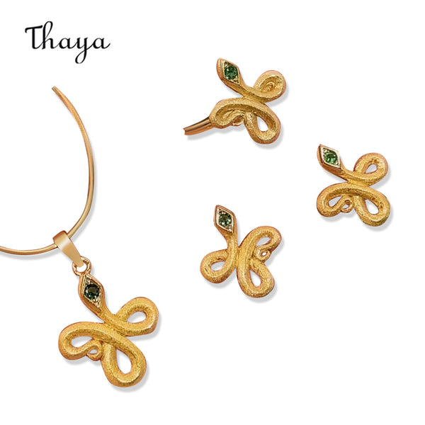 Thaya 925 Silver Snake Luck Clover Set