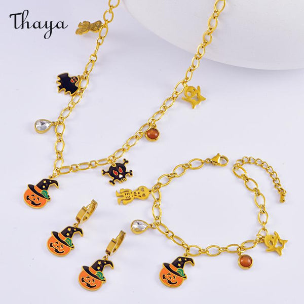 Thaya Halloween Vintage Cute Ghost Pumpkin Jewelry Set