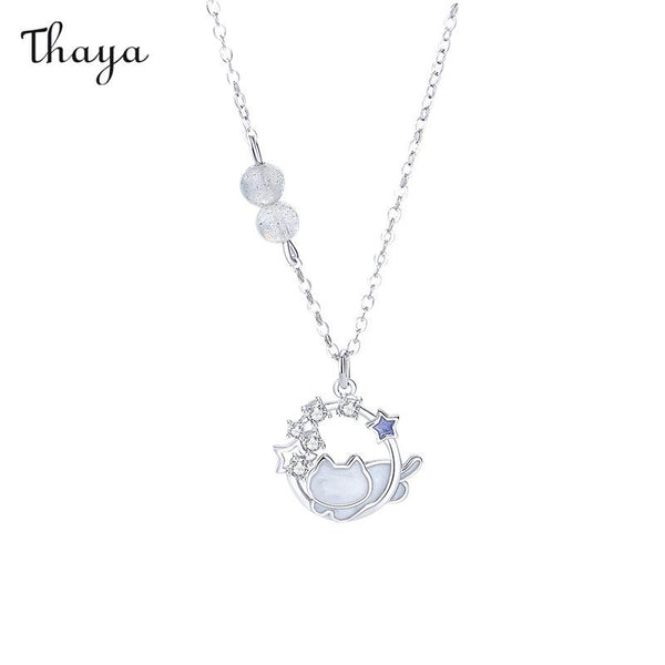 Thaya 925 Silver Stellar Whisker Cat Necklace