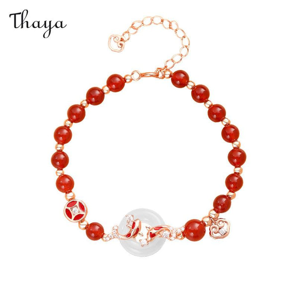 Thaya 925 Silber Reichtum Doppel Koi Peace Schnalle Schmuckset