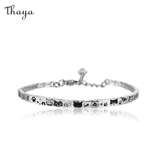 Thaya 925 Silver Feline Street Art Bracelet