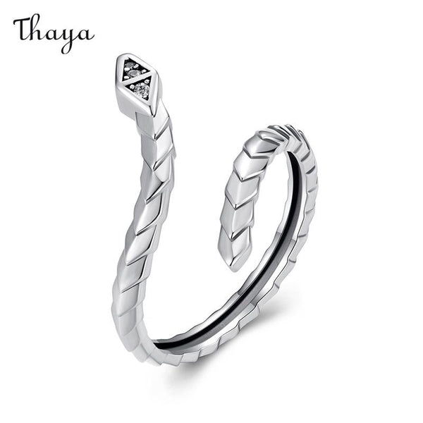 Thaya 925 Silver Serpent Spirit Coil Ring