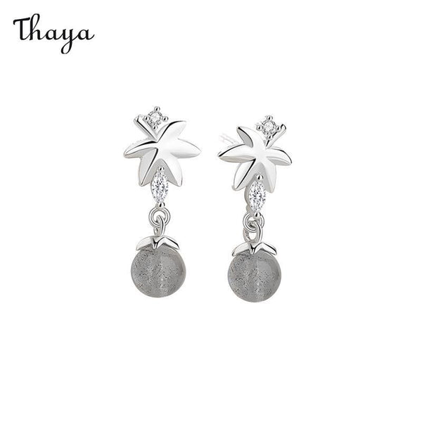 Thaya 925 Silver Maple Moonstone Stud Earrings