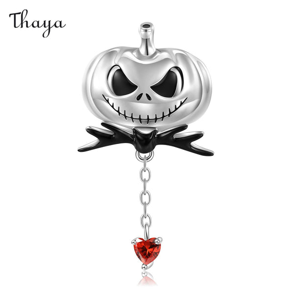 Collier Thaya en argent 925 avec citrouille d'Halloween et diable