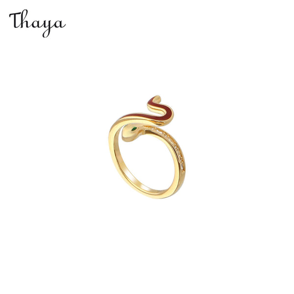 Thaya Burgundy Zircon Snake Adjusting Ring