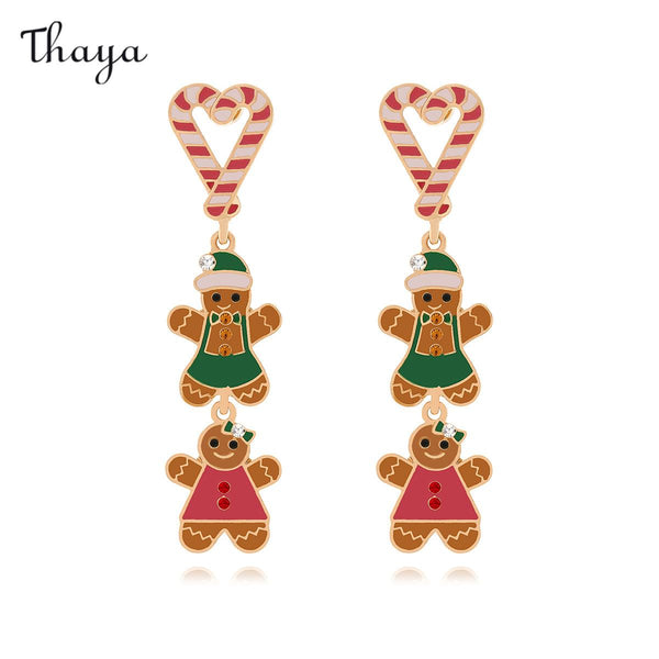 Thaya Christmas Colored Diamond Gingerbread Man Earrings