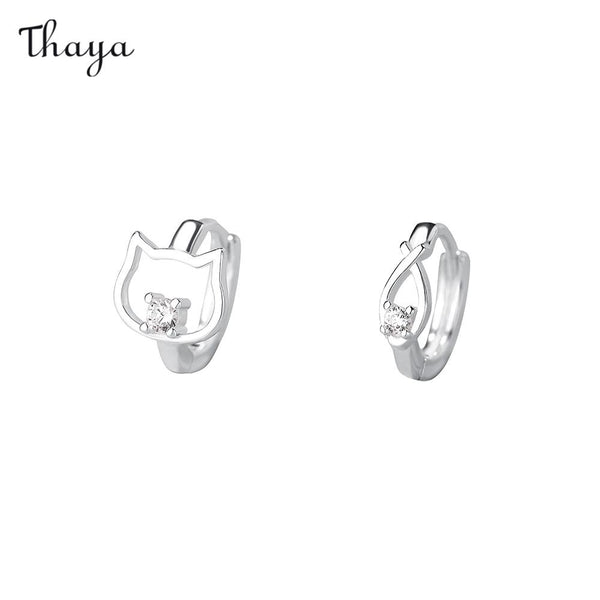 Boucles d'oreilles Thaya en argent 925 avec miaou à moustaches et nageoires volantes