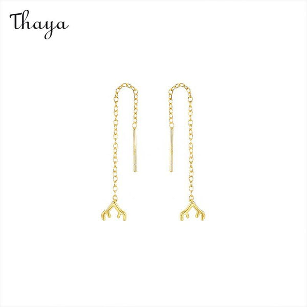 Thaya 925 Silver Deer Antler Forest Earrings