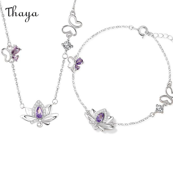 Thaya 925 Silber Elegante Lotus Winged Beauty Halskette &amp; Armband