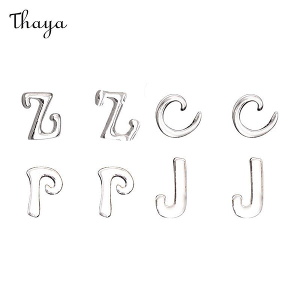 Thaya 925 Silver Letter Stud Earrings