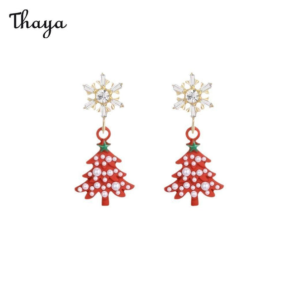 Boucles d'oreilles sapin de Noël rouge Thaya