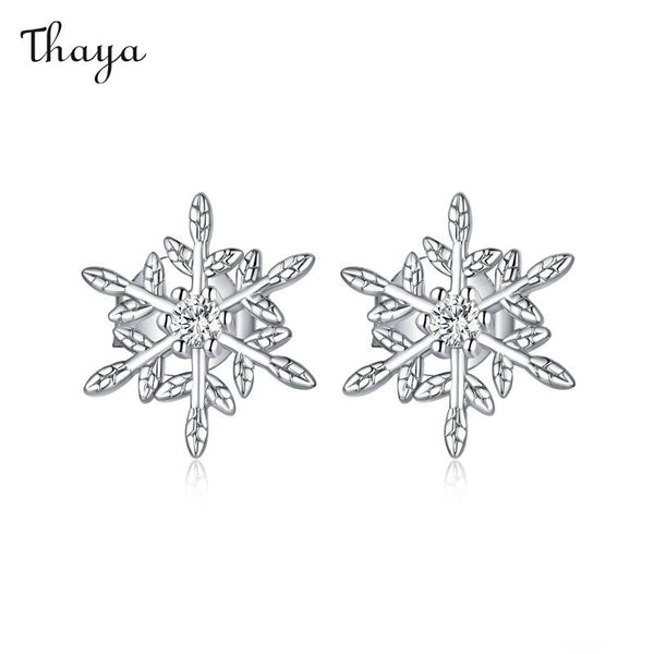 Boucles d'oreilles Thaya en argent 925 avec flocons d'amour givrés