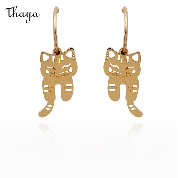 Boucles d'oreilles drôles de chat en mouvement de Thaya