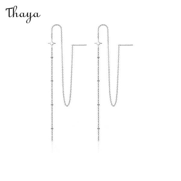 Boucles d'oreilles minimalistes en argent 925 Thaya en forme d'étoile à quatre branches