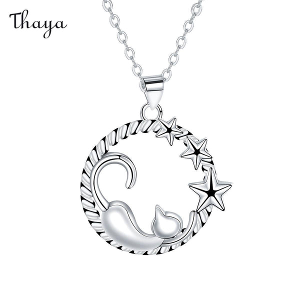 Thaya Cat Picking Stars Necklace