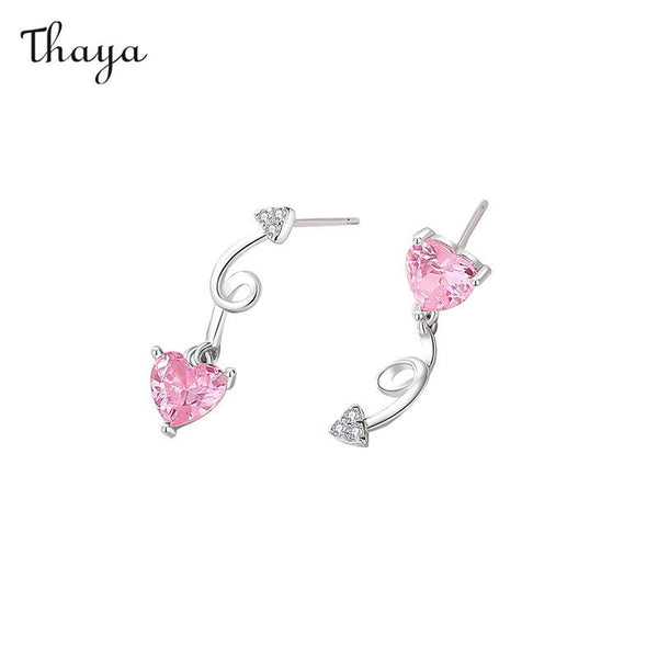 Boucles d'oreilles asymétriques en forme de cœur géométrique en argent 925 Thaya