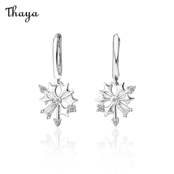 Thaya 925 Silver Frozen Snowflake Earrings