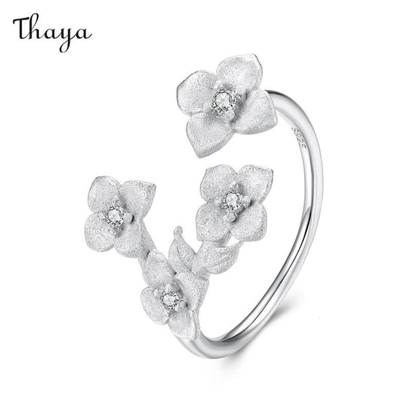 Thaya 925 Silber Eleganter mattierter Frühlingsblumenring