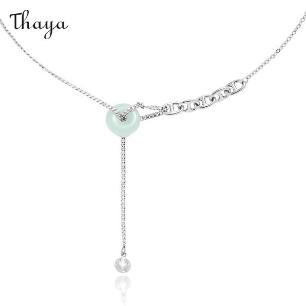 Thaya Retro Style Jade Stone Circular Necklace