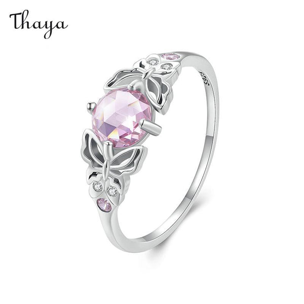 Thaya 925 Silver Pink Butterfly Ring