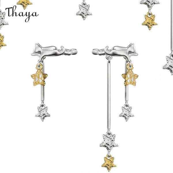 Thaya Starlight Love Cat Tassel Earrings & Necklace