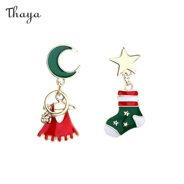 Thaya Asymmetric Christmas Bell Earrings