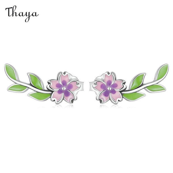 Thaya 925 Silver Fresh Spring Floral Leaf Earrings