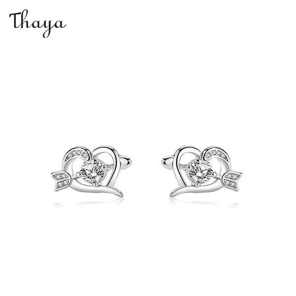 Thaya 999 Silver Arrow Through the Heart Earrings