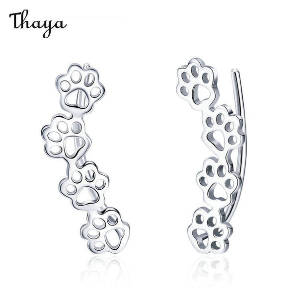 Thaya 925 Silver Dog Paw Print Earrings