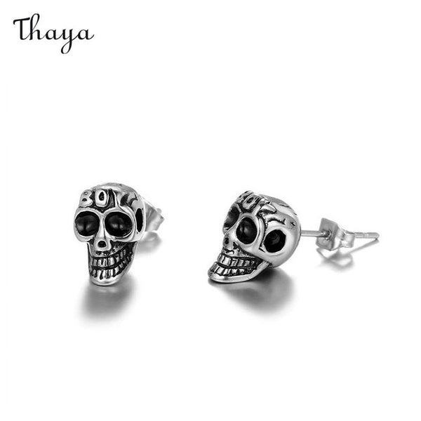 Thaya Halloween Skull Goth Stud Earrings