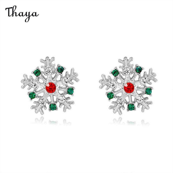 Boucles d'oreilles Thaya colorées en forme de flocons de neige de Noël