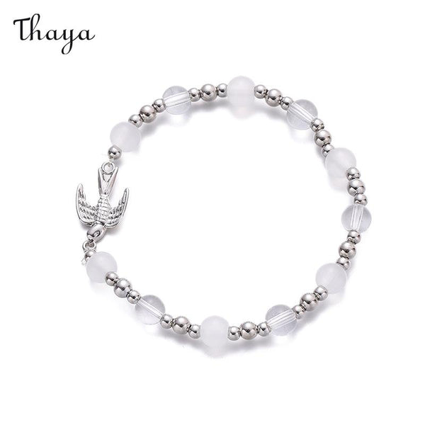 Thaya Natural Stone Round Bead Swallow Bracelet