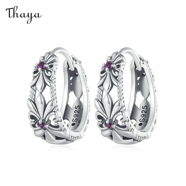 Thaya 925 Silver Vintage Purple Iris Earrings