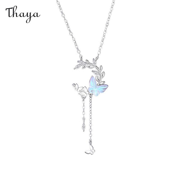 Collier à pompon papillon en argent 925 Thaya avec oreilles de blé