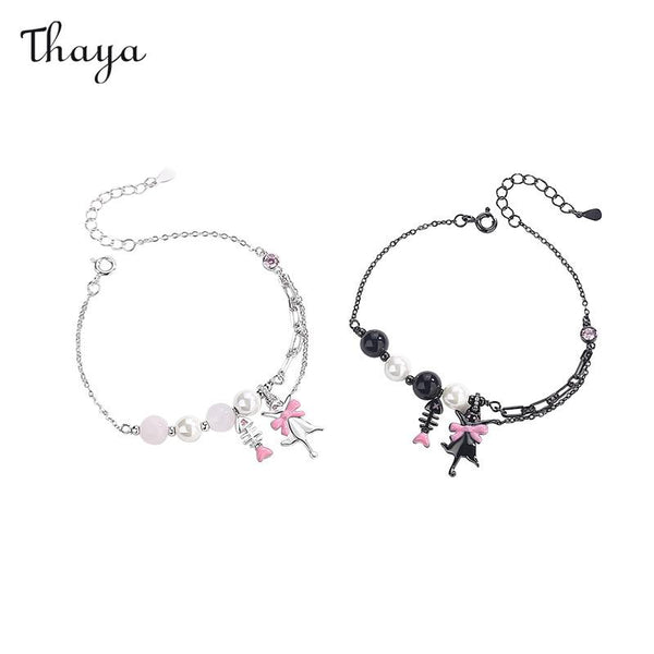 Thaya 925 Silber Fantasy Kuscheliges Katzen-Charm-Armband