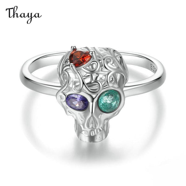 Thaya 925 Silber Totenkopf Halloween Ring