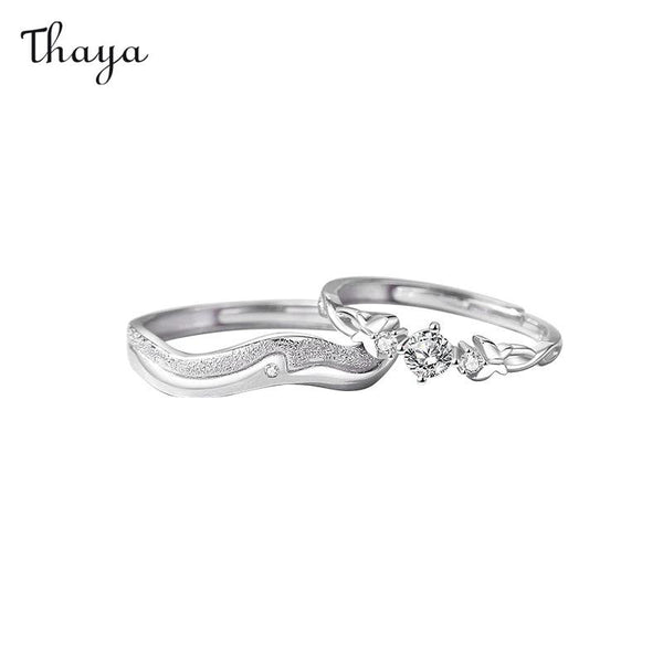 Thaya 925 Silver Infinite Butterfly Love Couple Rings