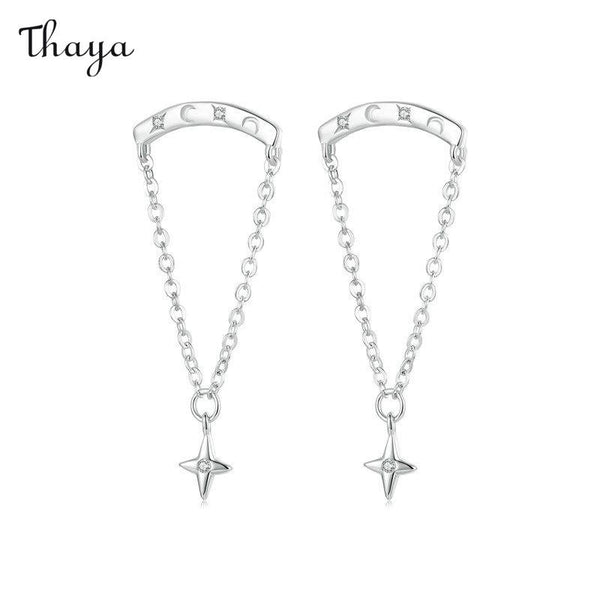 Boucles d'oreilles à franges stellaires en argent 925 Thaya