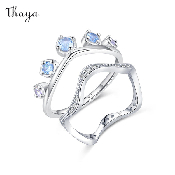 Thaya 925 Silver Irregular Wave Crown Stacking Ring