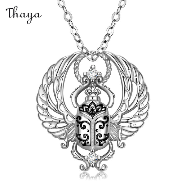 Thaya 925 Silver Vintage Hollow Beetle Necklace