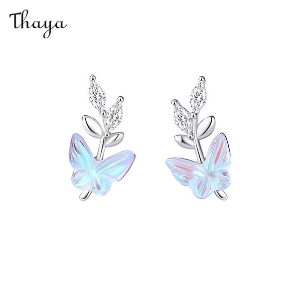 Thaya Moonstone Accent Butterfly Studs