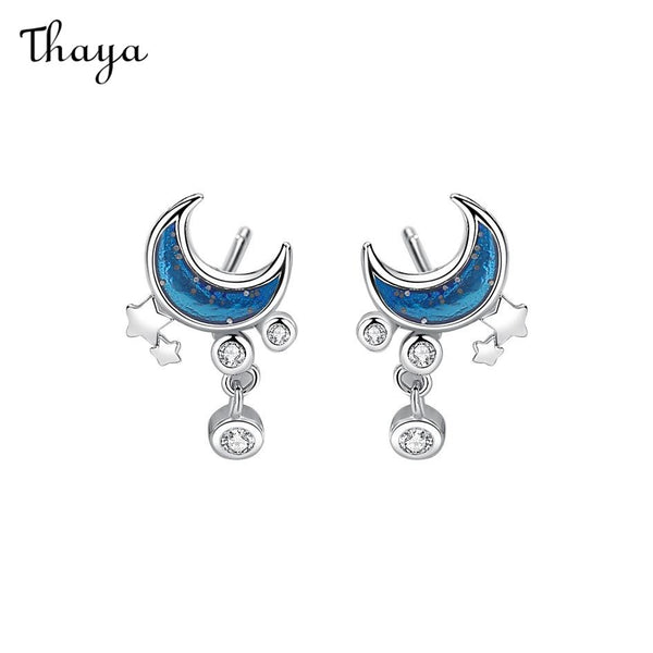 Thaya 999 Silver Starmoon  Drops Glue Earrings