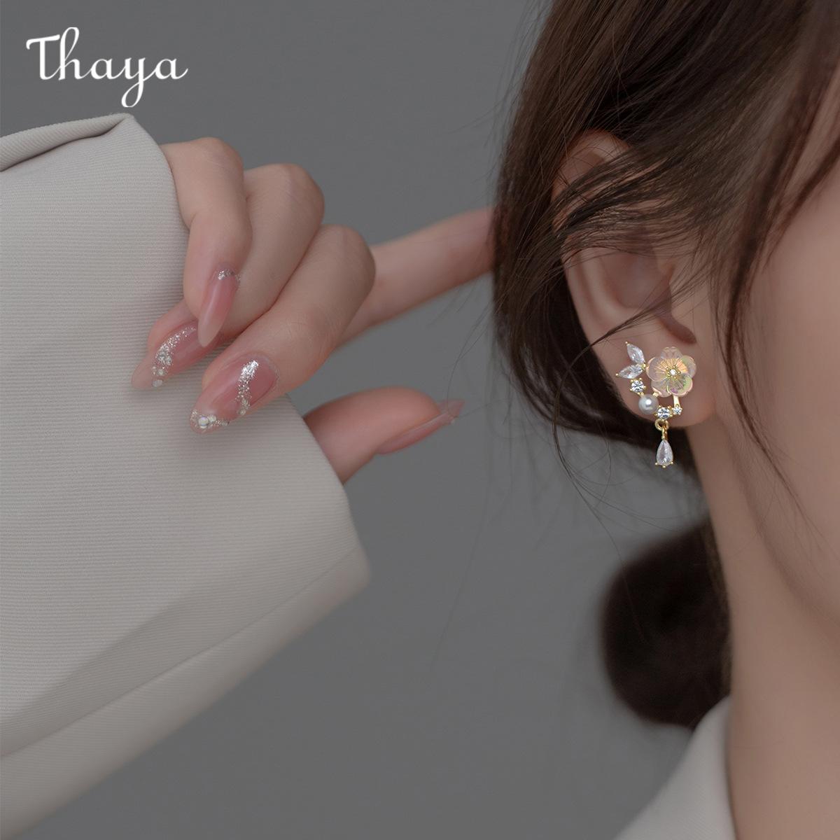 Thaya Women Earring 925 Silver Color Blossom Earring Pendant