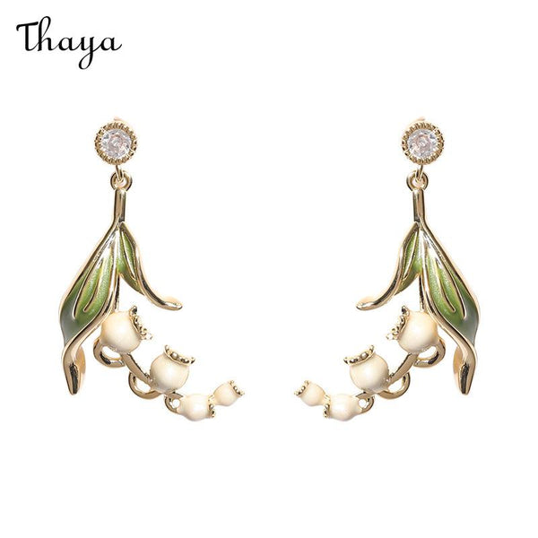 Thaya Drop Glaze Bell Orchid Earrings