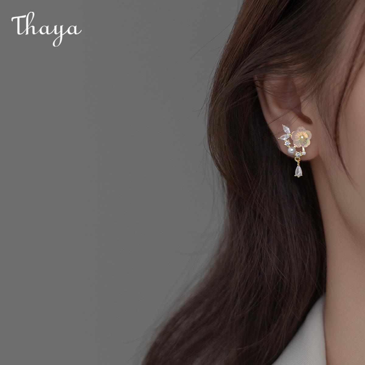 Thaya Women Earring 925 Silver Color Blossom Earring Pendant