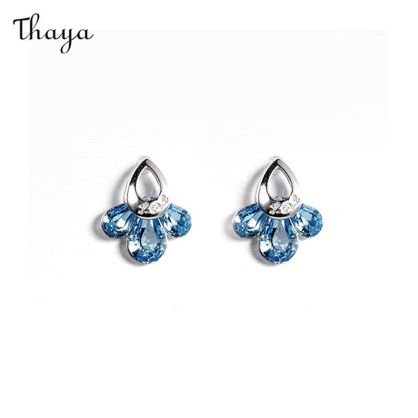 Thaya 925 Silver Blue Clover Earrings